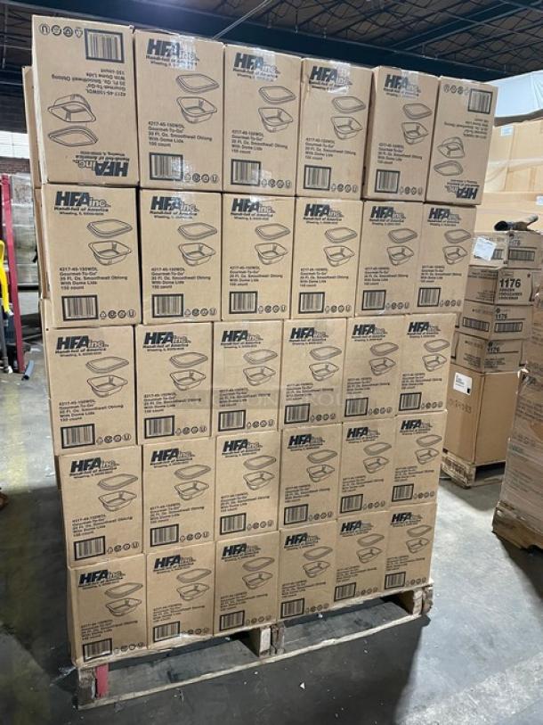 NEW! FULL PALLET! HFA Commercial Aluminum 20 Oz. Smoothwall Gourmet-To-Go Food Containers! With Clear Dome Lids! 150/Case! Model: 4217-45-150WDL! ALL NEW IN THE BOX! 90X Your Bid! - Image 3 of 7