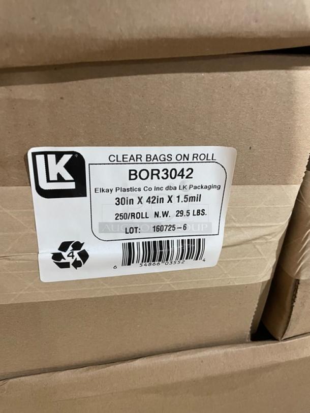 NEW! FULL PALLET! LK Packaging Commercial 30" x 42" x 1.5 Mil. Low-Density Polyethylene Bags On Roll! 250/Roll! Model: BOR3042! ALL NEW IN THE BOX! 15X Your Bid! - Image 6 of 7