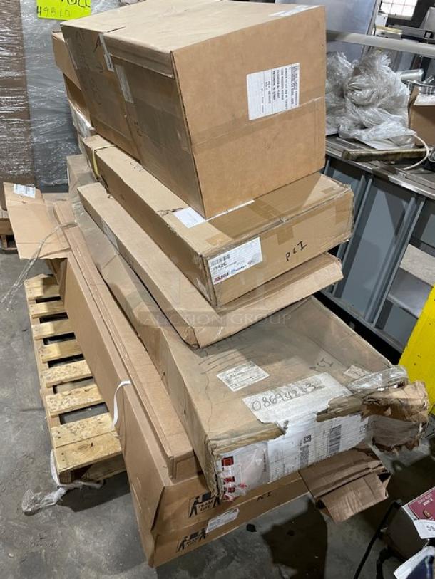 NEW! MIXED PALLET! Cambro Camshelving Series Commercial Speckled Gray 24" x 48" x 75" Premium 4-Tier Modular Shelving System! Model: CPMU244875V4480! With Metro Commercial Chrome 18'' x 42'' Erecta Wire Shelf! Model: 1842C! With Metro Commercial Super Erecta 5" Polyurethane Tread Brake Stem Casters! Without The Bumpers! Model: 5MPB-NB! With Metro Commercial Chrome 24'' x 60'' Erecta Wire Shelf! With Cal-Mil Commercial Clear 12" x 16" x 12.5" Classic Front Slanted Food Bins! With Tuxton CLA Series Commercial 7.5" Round Custom Plates! With Commercial Stainless Steel Double Over Shelves! Model: OS68T! & More! ALL NEW IN THE BOX! 18X Your Bid! - Image 2 of 9