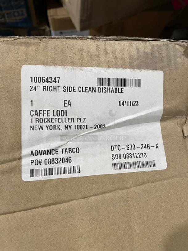 NEW! IN THE BOX! Advance Tabco Commercial Stainless Steel Heavy-Duty Clean Straight Design 24" Right Side Dishtable! With Back Splash! Model: DTC-S70-24R-X! - Image 8 of 8