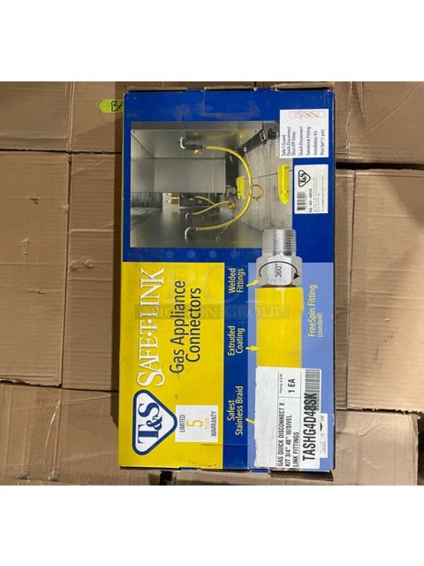 BRAND NEW! IN THE BOX! T&S Safe-T-Link Commercial Yellow FreeSpin Fitting 48" Quick Connect/Disconnect Gas Appliance Hose Kit! Model: HG-4D-48SK! 2X Your Bid! - Image 2 of 6