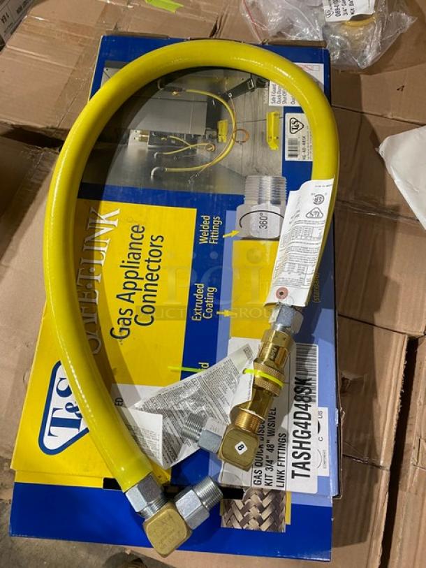 BRAND NEW! IN THE BOX! T&S Safe-T-Link Commercial Yellow FreeSpin Fitting 48" Quick Connect/Disconnect Gas Appliance Hose Kit! Model: HG-4D-48SK! 2X Your Bid! - Image 5 of 6