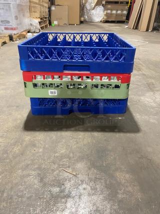 NEW! Lot Of Commercial Heavy-Duty Multi-Colored Full-Size Dish Racks! All One Money!