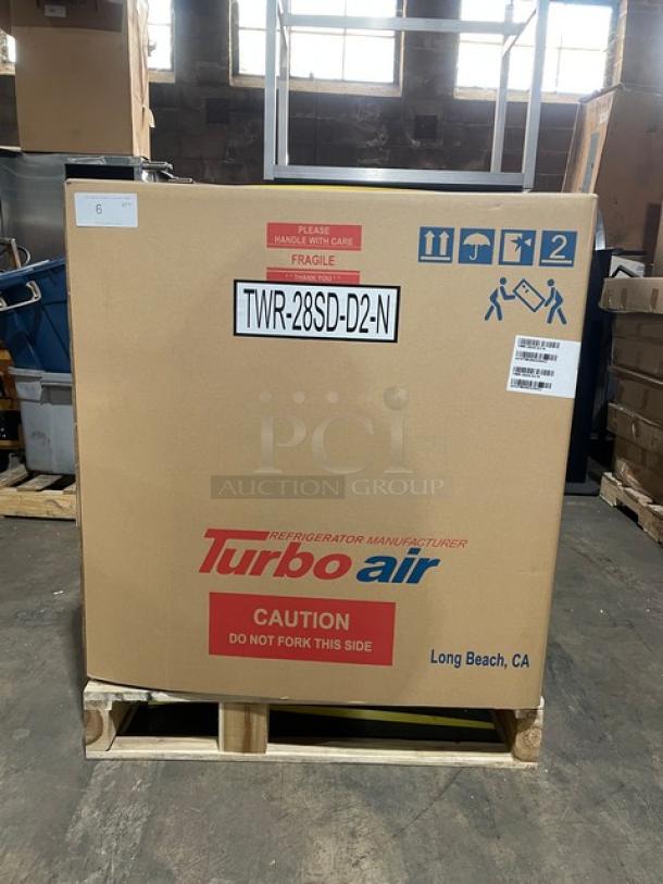 BRAND NEW! IN THE BOX! Turbo Air Super Deluxe Series Commercial Stainless Steel 2 Drawer Refrigerated Worktop Cooler! With Back Splash! Model: TWR-28SD-D2-N! 115V 1 Phase! With Casters! - Image 2 of 14