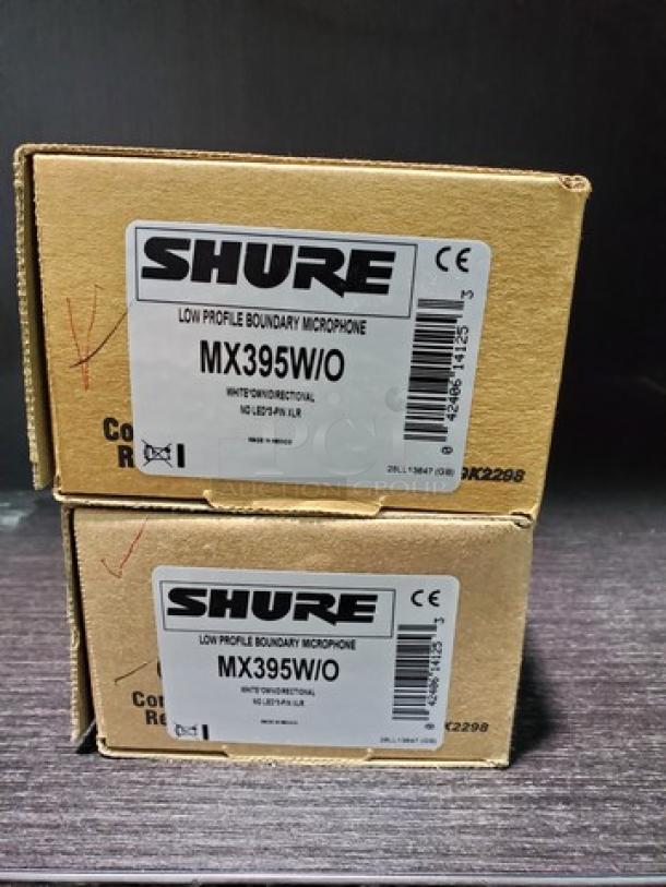 Lot of 2 Shure MX395W/O Microflex Omnidirectional Low Profile Boundary Microphone. New in box! - Image 3 of 4