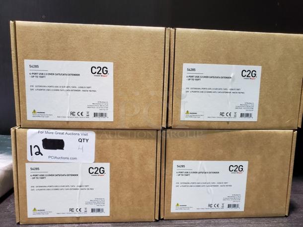 Lot of 4 C2G 4-Port USB 2.0 Over CAT5/CAT6 Extender Up to 150FT. New in box! - Image 2 of 2