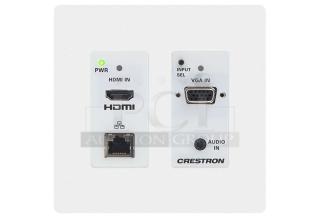 Crestron HD-TX-201-C-2G-E-W-T DM Lite® Transmitter and 2x1 Auto-Switcher for HDMI®, VGA, and Analog Audio Signal Extension over CATx Cable, Wall Plate