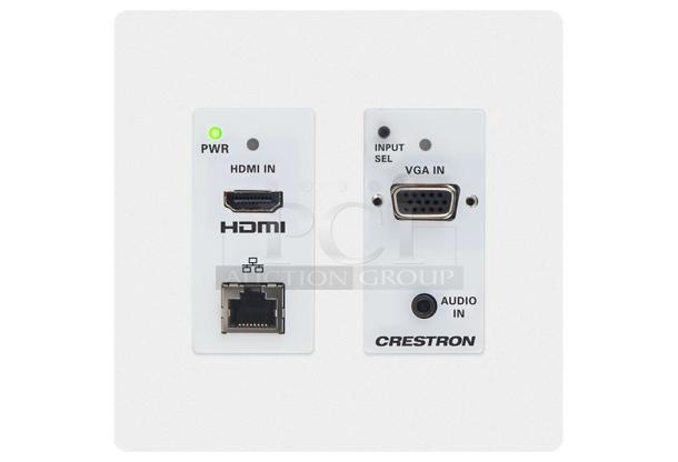 Crestron HD-TX-201-C-2G-E-W-T DM Lite® Transmitter and 2x1 Auto-Switcher for HDMI®, VGA, and Analog Audio Signal Extension over CATx Cable, Wall Plate - Image 1 of 3
