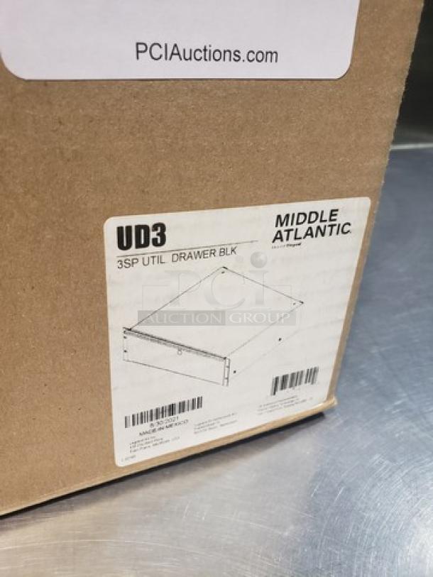 Middle Atlantic UD3 3-Space Rack Drawer. Still in box! - Image 3 of 3
