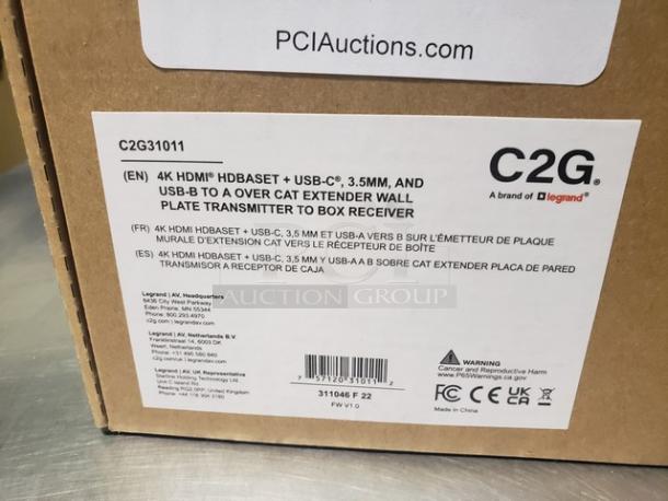 C2G HDBaseT HDMI Extender + USB C, Aux, and USB B to USB over Cat - Wall Plate Transmitter to Receiver Box. - Image 3 of 3