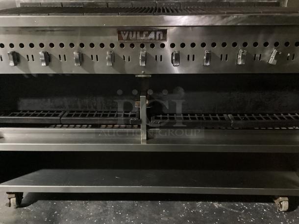 Scratch and Dent! Like New! Vulcan Natural Gas 11-Burner Charbroiler on Castors 
Model# VCCB60
60 x 27 x 38-1/2 - Image 5 of 7