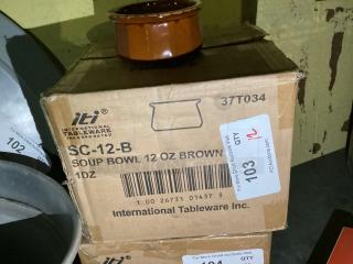 Brand New!! 12oz Soup Bowl, Brown 
Qty 12 
Your Bid x 12