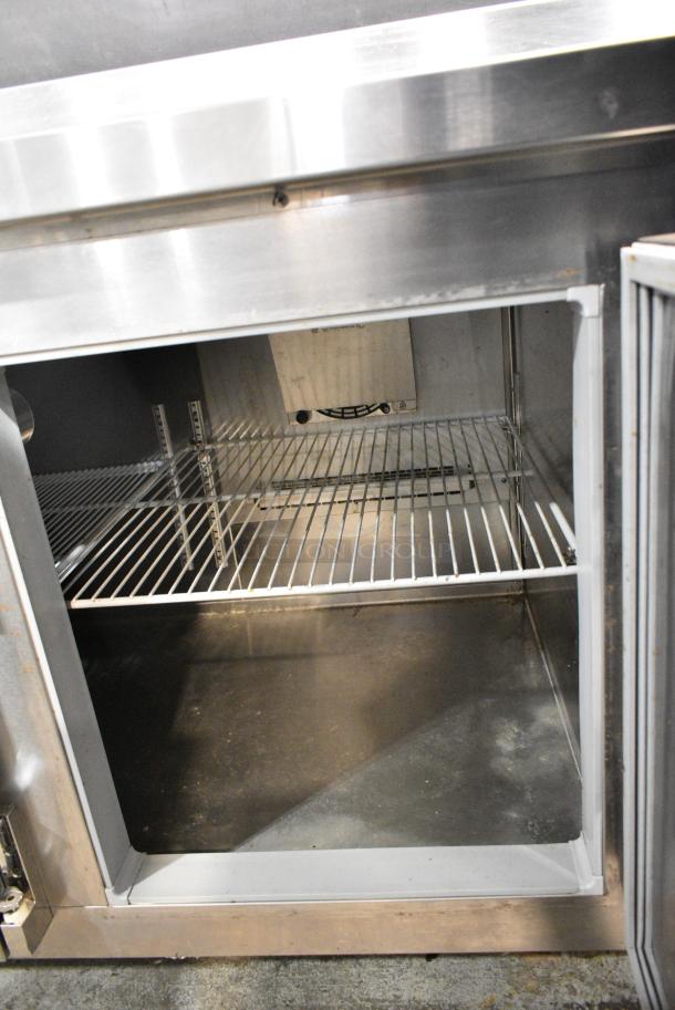 Kairak KBP-91S Stainless Steel Commercial Pizza Prep Table w/ Over Shelf on Commercial Casters. 115 Volts, 1 Phase. Tested and Powers On But Does Not Get Cold - Image 7 of 9