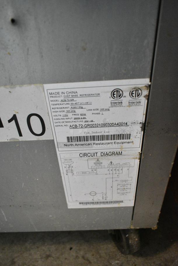 2021 Avantco ACB-72-GB Stainless Steel Commercial 4 Drawer Chef Base on Commercial Casters. 115 Volts, 1 Phase. Tested and Working! - Image 10 of 10