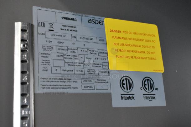 2022 Asber ARF 49 H F HC Stainless Steel Commercial 2 Door Reach In Freezer w/ Poly Coated Racks. 115 Volts, 1 Phase. Tested and Working! - Image 6 of 6