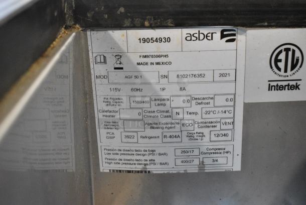 2021 Asber AGF 50 1 Stainless Steel Commercial Back Bar Bottle Cooler w/ 2 Sliding Lids. 115 Volts, 1 Phase. Tested and Working! - Image 8 of 8