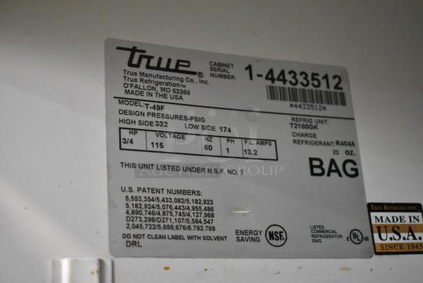 True T-49F Stainless Steel Commercial 2 Door Reach In Freezer w/ Poly Coated Racks on Commercial Casters. 115 Volts, 1 Phase. Tested and Working! - Image 6 of 6