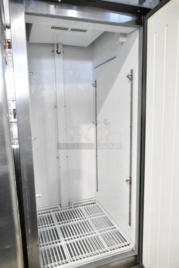 Centaur CSD-1DR-BAL Stainless Steel Commercial Single Door Reach In Cooler w/ Poly Coated Racks on Commercial Casters. 115 Volts, 1 Phase. Tested and Powers On But Does Not Get Cold - Image 4 of 6