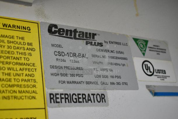 Centaur CSD-1DR-BAL Stainless Steel Commercial Single Door Reach In Cooler w/ Poly Coated Racks on Commercial Casters. 115 Volts, 1 Phase. Tested and Powers On But Does Not Get Cold - Image 6 of 6