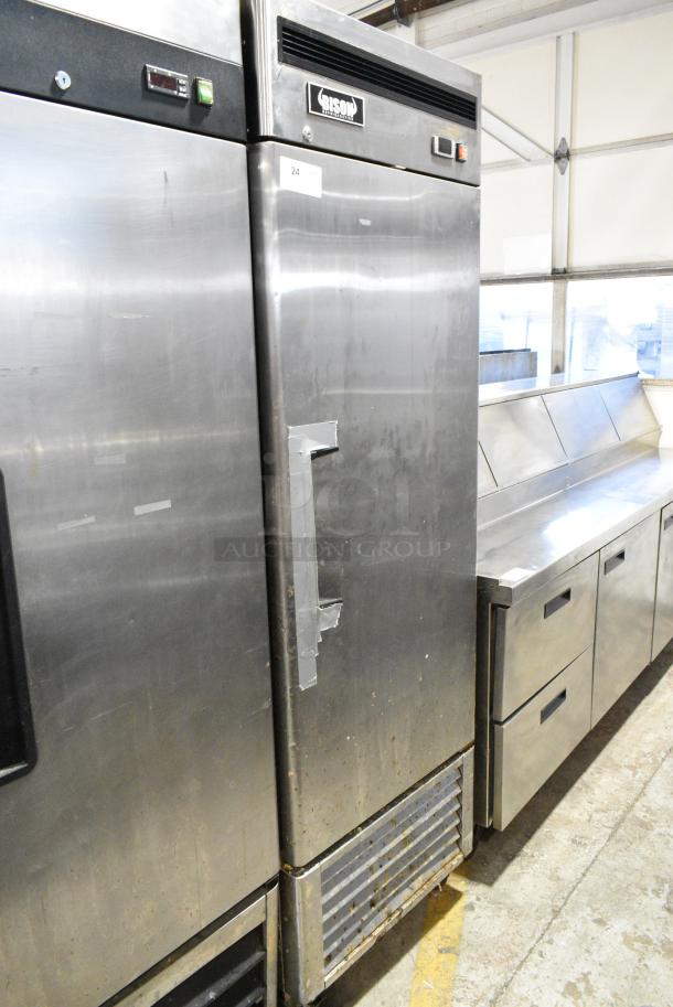 2016 Bison MBF8501 Stainless Steel Commercial Single Door Reach In Freezer w/ Poly Coated Racks on Commercial Casters. 115 Volts, 1 Phase. Tested and Working! - Image 2 of 6