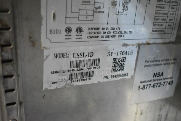 U-Star USSL-1D Stainless Steel Commercial Sandwich Salad Prep Table Bain Marie Mega Top on Commercial Casters. 115 Volts, 1 Phase. Tested and Powers On But Does Not Get Cold - Image 9 of 10
