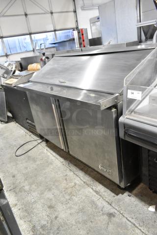 Asber APTM 60 24 HC Stainless Steel Commercial Sandwich Salad Prep Table Bain Marie Mega Top on Commercial Casters. 115 Volts, 1 Phase. Tested and Working!