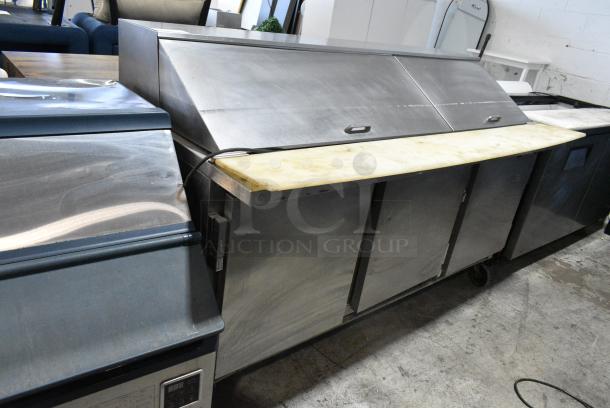 Beverage Air SP72-30M Stainless Steel Commercial Sandwich Salad Prep Table Bain Marie Mega Top on Commercial Casters. 115 Volts, 1 Phase. Tested and Working! - Image 1 of 10