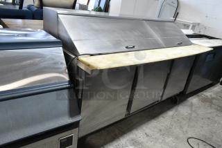 Beverage Air SP72-30M Stainless Steel Commercial Sandwich Salad Prep Table Bain Marie Mega Top on Commercial Casters. 115 Volts, 1 Phase. Tested and Working!