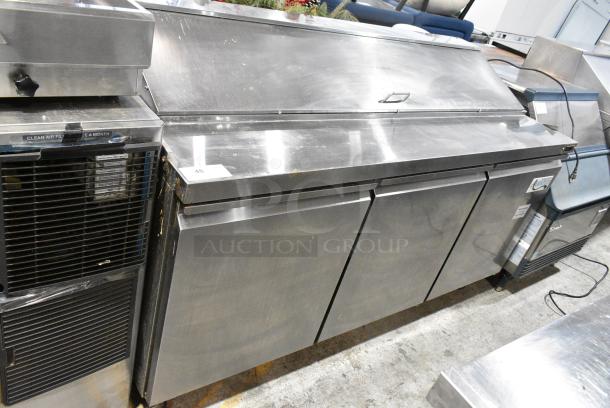 Avantco 178SCL3 Stainless Steel Commercial Sandwich Salad Prep Table Bain Marie Mega Top on Commercial Casters. 115 Volts, 1 Phase. Tested and Working! - Image 1 of 10
