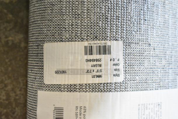 Calvin Klein MNL01 Blue and Cream Colored Rug. 5'3"x7'x3" - Image 6 of 7
