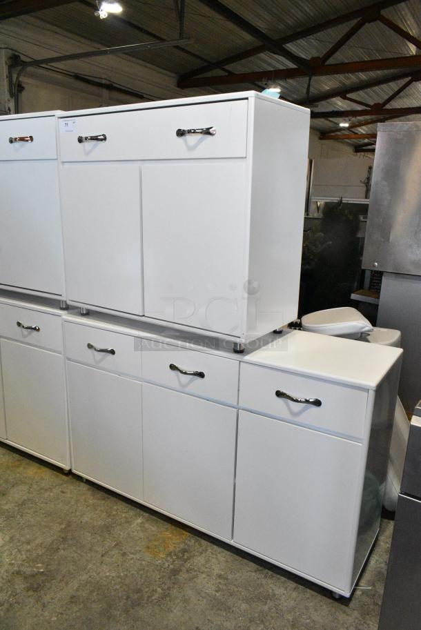 2 White Counters; 1 w/ Drawer and 2 Doors and 1 w/ Drawer and 3 Doors. 2 Times Your Bid! - Image 1 of 6