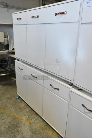 2 White Counters w/ Drawer and 3 Doors. 2 Times Your Bid!