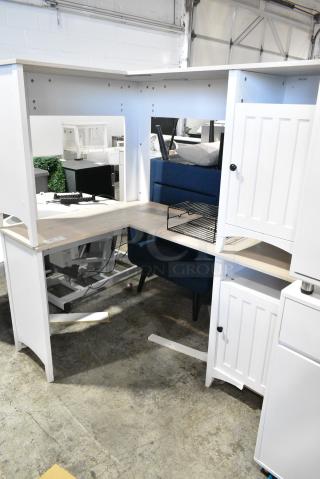 2 White L Shaped Desks. 2 Times Your Bid!