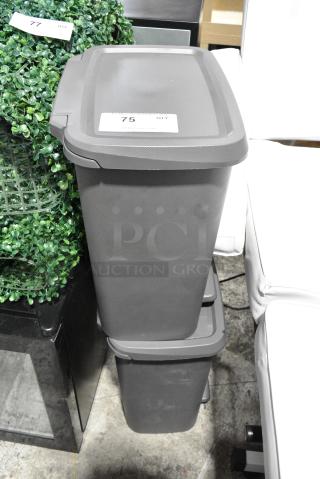 2 Gray Poly Trash Can 2 Times Your Bid!