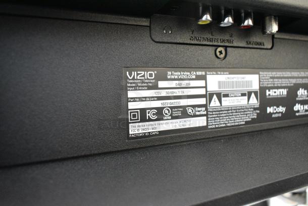 Vizio D40f-J09 40" Television. 120 Volts, 1 Phase. Buyer Must Pick Up - We Will Not Ship This Item. - Image 4 of 4