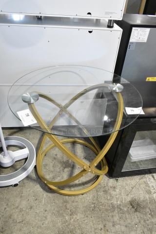 BRAND NEW! Metal Gold Finish Table w/ Glass Tabletop