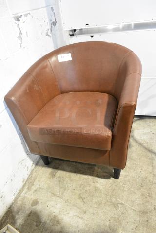 Brown Leather Pattern Arm Chair.