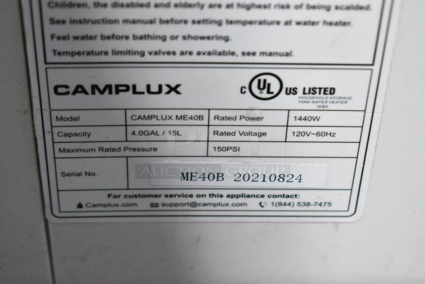Camplux CAMPLUX ME40B Hot Water Heater 4 Gallon On-demand Water Heater. 120 Volts, 1 Phase. - Image 6 of 6