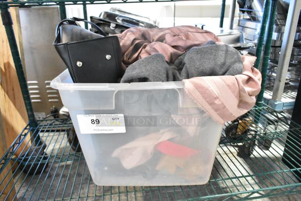 ALL ONE MONEY! Lot of Various Items In Clear Poly Bin Including Purse - Image 1 of 8
