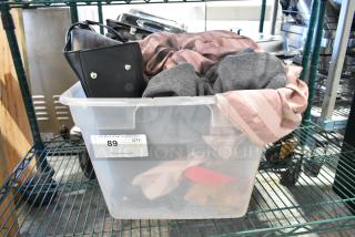 ALL ONE MONEY! Lot of Various Items In Clear Poly Bin Including Purse
