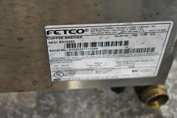 Fetco CBS-2132-XTS Stainless Commercial Countertop Double Coffee Machine w/ Hot Water Dispenser. 208-240 Volts, 1 Phase. - Image 7 of 7