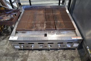 Vulcan VACB36-101 Stainless Steel Commercial Countertop Natural Gas Powered Charbroiler Grill. 102,000 BTU.