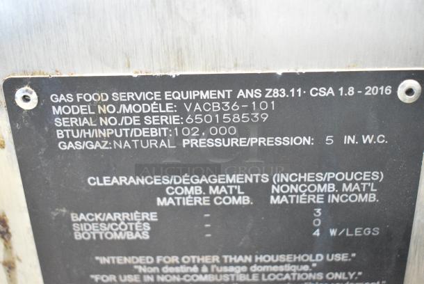 Vulcan VACB36-101 Stainless Steel Commercial Countertop Natural Gas Powered Charbroiler Grill. 102,000 BTU. - Image 5 of 6