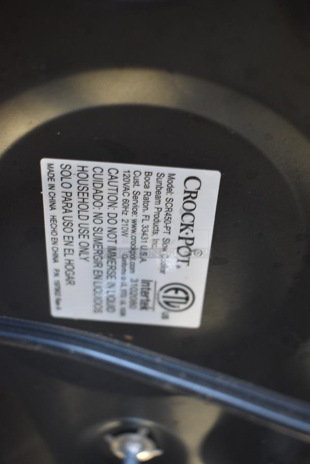 Crock Pot SCR450-PT Countertop Slow Cooker. 120 Volts, 1 Phase. - Image 4 of 5