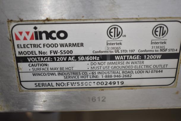 Winco FW-S500 Stainless Steel Countertop Electric Powered Food Warmer. 120 Volts, 1 Phase. Tested and Working! - Image 3 of 4