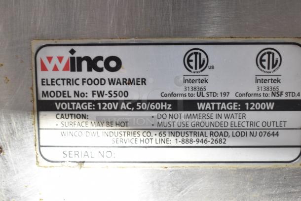 Winco FW-S500 Stainless Steel Countertop Electric Powered Food Warmer. 120 Volts, 1 Phase. Tested and Working! - Image 3 of 4