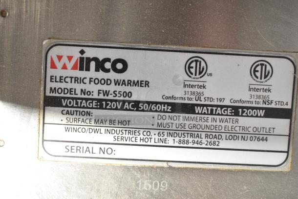 Winco FW-S500 Stainless Steel Countertop Electric Powered Food Warmer. 120 Volts, 1 Phase. Tested and Working! - Image 3 of 4