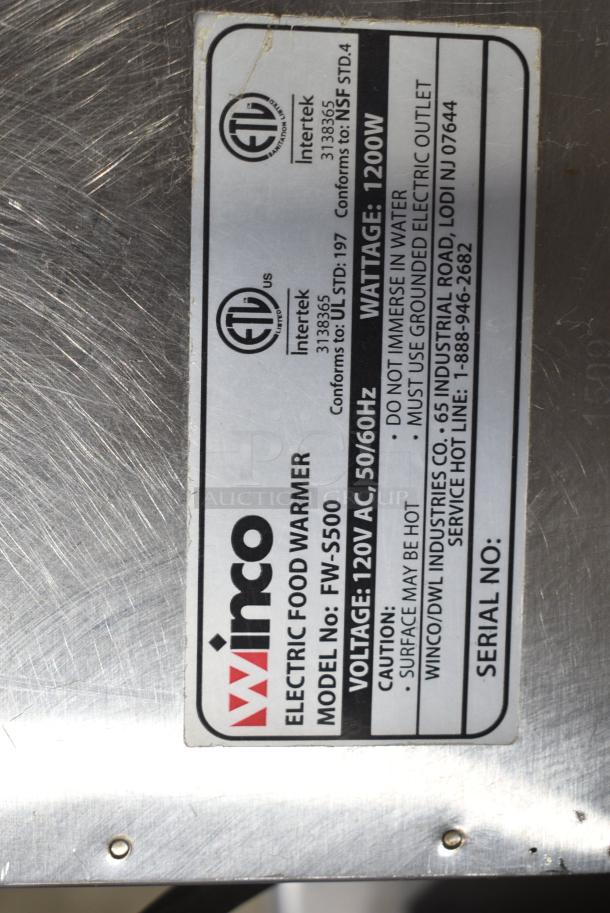 Winco FW-S500 Stainless Steel Countertop Electric Powered Food Warmer. 120 Volts, 1 Phase. Tested and Working! - Image 3 of 3