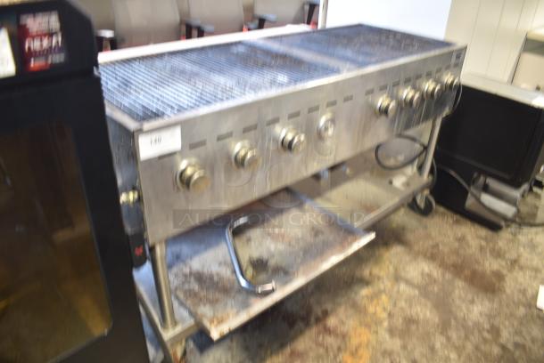 Backyard Pro Metal Commercial Propane Gas Powered Charbroiler Grill w/ Metal Under Shelf on Commercial Casters. - Image 2 of 9