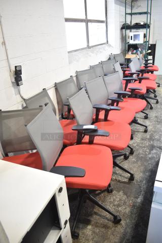 16 Black and Red Office Chair on Casters. 16 Times Your Bid!